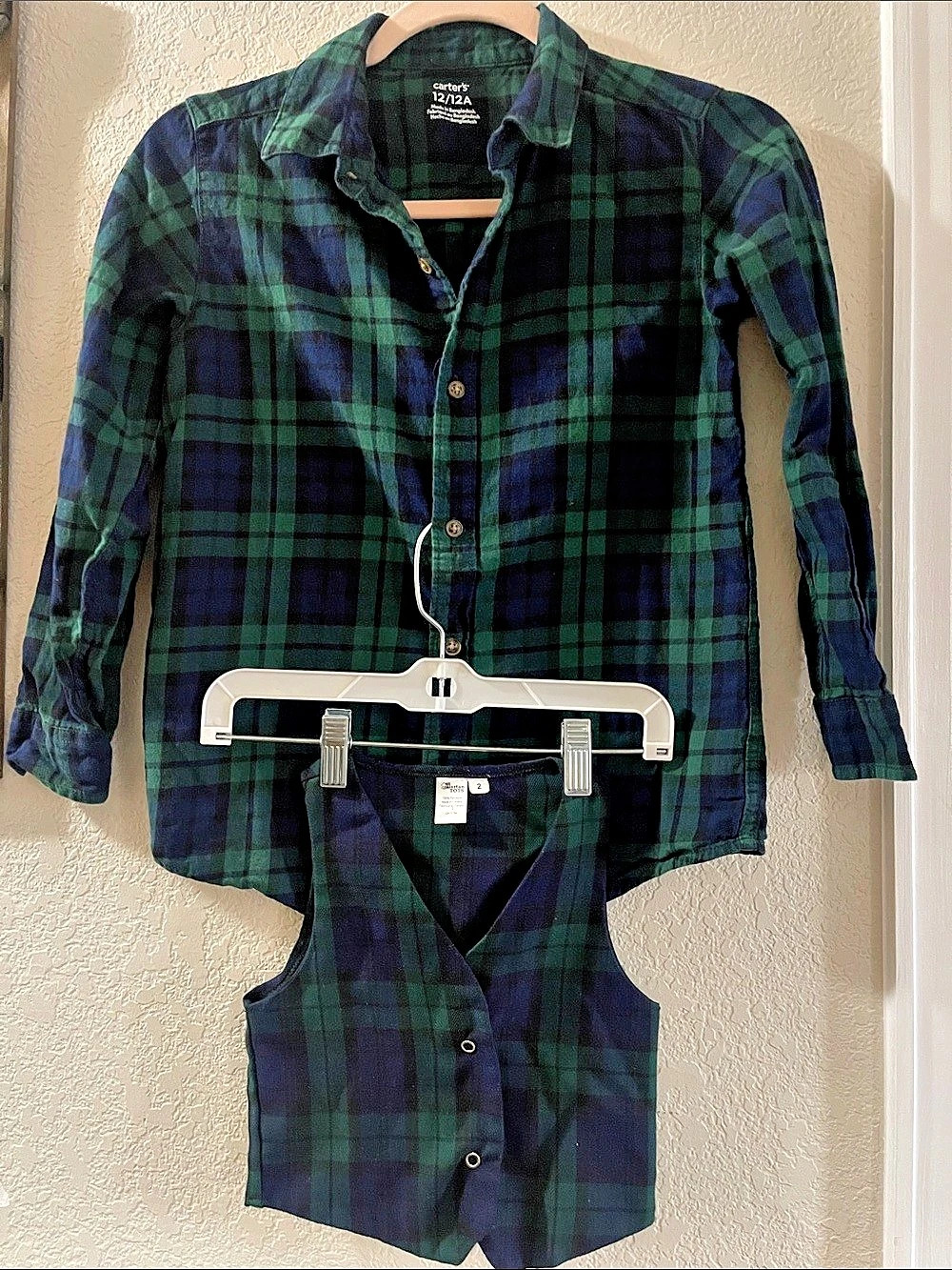 Carter's Boys Plaid Shirt and Vest Size 2